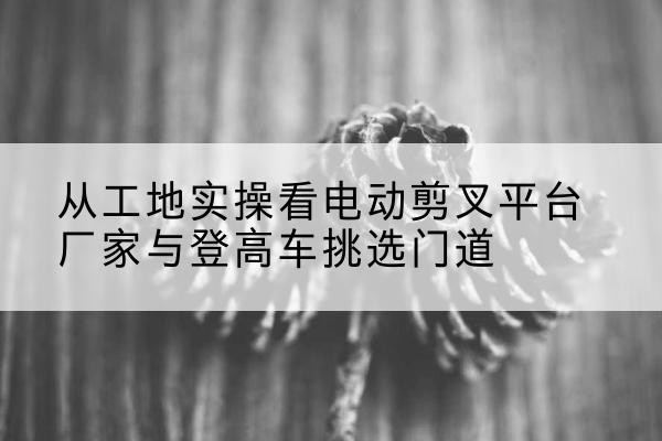 新乡电动剪叉升降平台厂家-从工地实操看电动剪叉平台厂家与登高车挑选门道